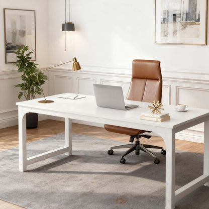 6-Foot Conference Table, Measuring 179.98 cm Wide by 79.98 cm Deep, Suitable for Meeting Rooms And Boardrooms, Featuring a Splicing Board with a Metal Frame, in White, Ideal for Christmas Holiday Decoration.