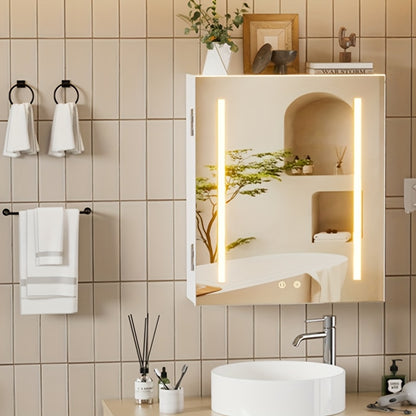 Badkamerspiegelkast – Spiegelkast – Badkamerkast – Wandkast – Medicijnkast – Aluminium Frame – Verstelbare Glazen Planken – Ruimtebesparend Design – Wit 60x50,6x15,3 cm