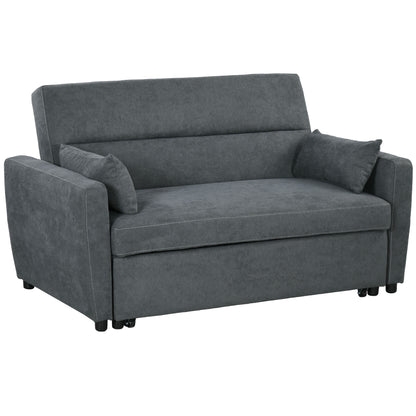 Slaapbank – Bank – Sofa – Bedbank – Logeerbed – 2-Zits – Verstelbare Rugleuning – Fluwelen Bekleding – Stevig Eucalyptus Houten Frame – Donkergrijs