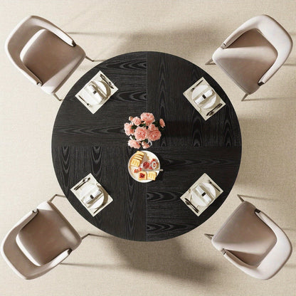 Ronde Eettafel – Eettafel Rond – Keukentafel – Eetkamertafel – Tafel Rond – 120 cm Diameter – MDF Tafelblad – Mat Zwart Metalen Onderstel