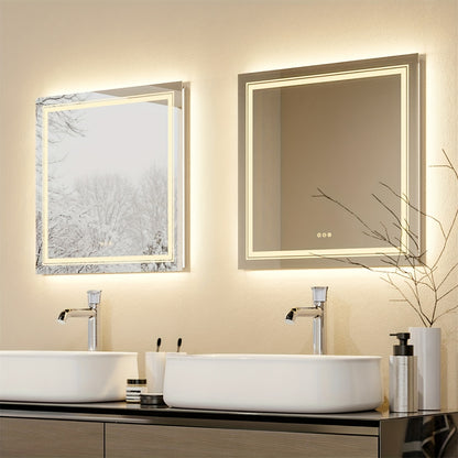Badkamerspiegel – Led Spiegel – Wandspiegel – Make-up Spiegel – Frameloze Spiegel – 80x80 cm – Anti-Condens – Dimbaar Licht