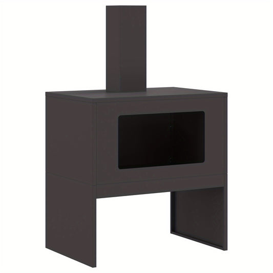 Vuurschaal – Vuurkorf – Tuinhaard – Buitenhaard – Terrashaard – Zwart Staal – Rechthoekig Design – 60x40x96 cm – Efficiënte Ventilatie – Opbergruimte