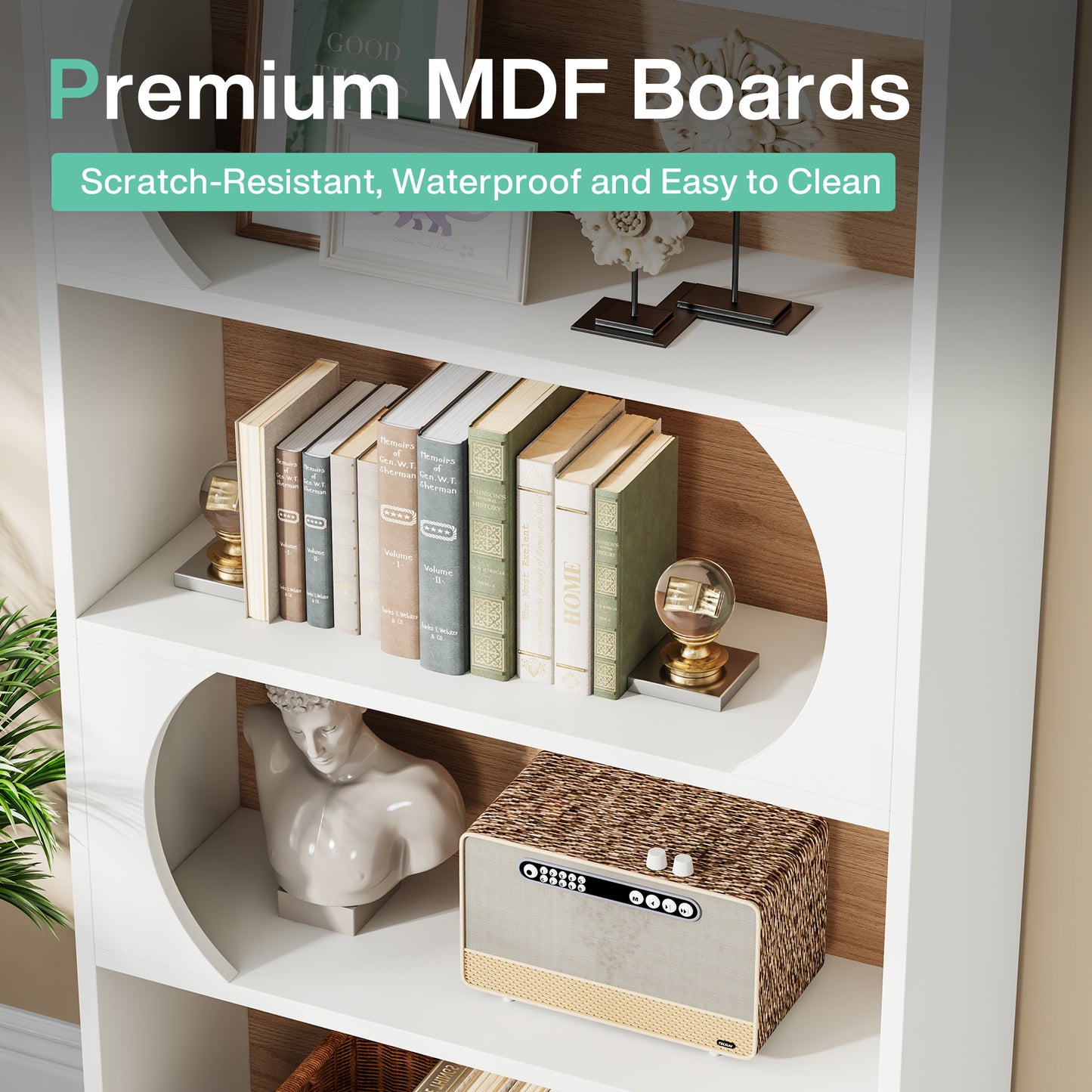 Boekenkast – Boekplank – Stapelrek – Opbergkast – Vakkenkast – Wit Walnoot – 180 cm Hoog – 6 Open Schappen
