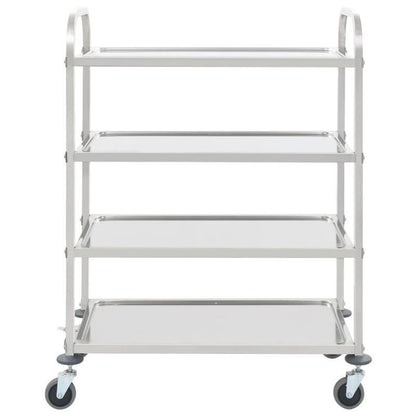 Serveerwagen – Keukenwagen – Servertrolley – Opbergwagen – Trolley – RVS – 4 Laags – Met Wieltjes – Duurzaam Metaal – 107x55x125 cm