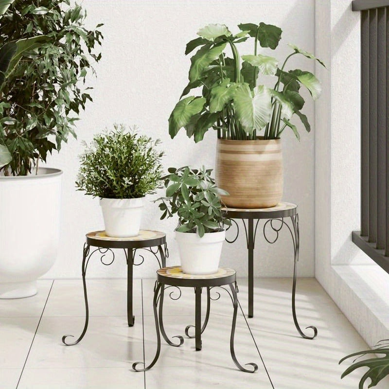 Plantenstandaards – Plantenhouder – Bloemenstandaard – Plantenrek – Terracotta Wit – Gepoedercoat Metaal – Drie Formaten
