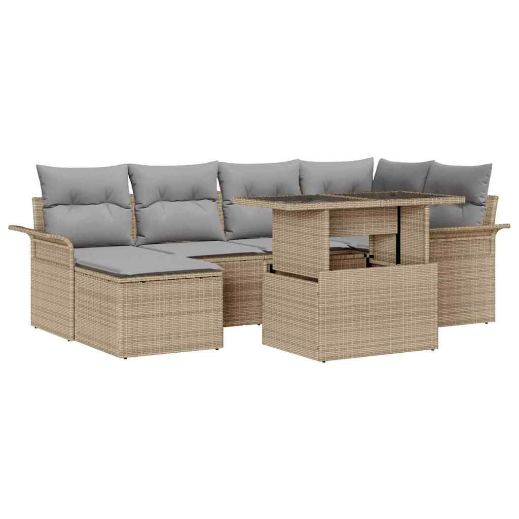 Tuinbank – Buitenbank – Loungeset – Modulair Sofa – Tuinmeubel – Handgeweven Poly Rattan – Verstelbaar Met Lichtgrijze Kussens