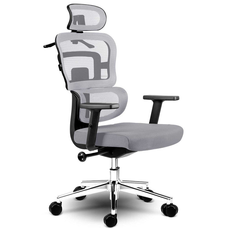 Bureaustoel – Kantoorstoel – Office Chair – Draaistoel – Gamingstoel – Ademend Microfiber – Verstelbare Hoogte 44-52 cm - Grijs