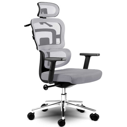 Bureaustoel – Kantoorstoel – Office Chair – Draaistoel – Gamingstoel – Ademend Microfiber – Verstelbare Hoogte 44-52 cm - Grijs