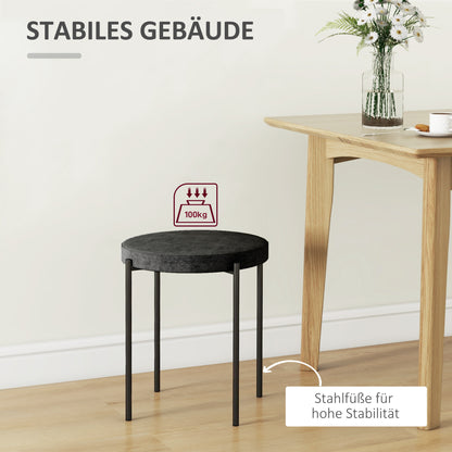 Eetkamerstoel – Stoel – Keukenstoel – Zitstoel – Stapelbare Stoel – Velvet Zitting – Metalen Poten – Compact 41,5x41,5x46 cm – Zwart
