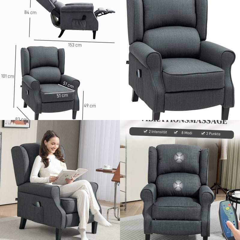 Relaxfauteuil – Relaxstoel – Fauteuil – TV-stoel – Ligstoel – Elektrisch Verstelbaar – Massage- en Warmtefunctie