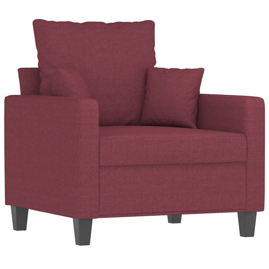 Fauteuil – Armstoel – Relaxstoel – Leunstoel – Loungestoel – Wijnrood Stof – Comfortabele Zitting – Met Metalen Frame
