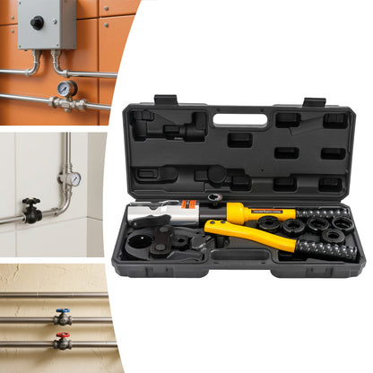 Professional Heavy-Duty Hydraulic Crimping Pliers with Press Tool & 360° Rotating Head - Interchangeable Dies (12/15/18/22/28mm) Suitable for Plumbing, Automotive, - Hydraulic- Crimping Tool