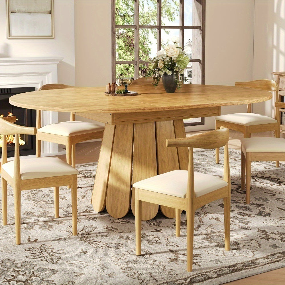 Uitbreidbare Ronde Eettafel – Uitschuifbare Eettafel – Klaptafel – Keukentafel – Balkontafel – MDF Houtlook – Tot 6 Personen – 118-158 cm