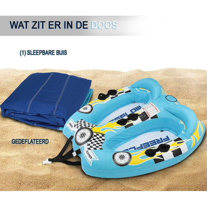Waterband Tweepersoons – Sleepband – Watersportband – Opblaasbare Band – Tubes – Lichtblauw – Comfortabele EVA Foam Zitting – Duurzaam PVC Anti-lek