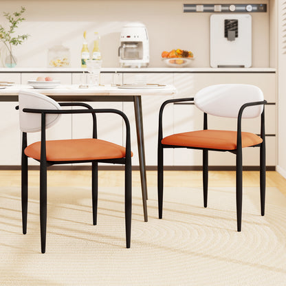 Eetkamerstoelen – Stoel – Dining Chair – Keukenstoel – Kunstleren Stoelen – Set van 2 – Zithoogte 50 cm – Metalen Frame & Gewatteerde Zitting
