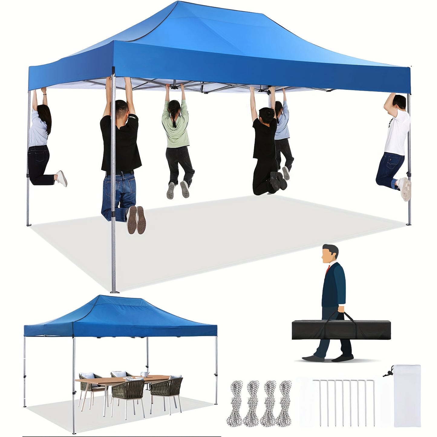 Pop-up Partytent – Vouwtent – Tuin Tent – Evenemententent – 3 X 4,5 Meter – Snelle Opbouw – Klittenbandsluiting