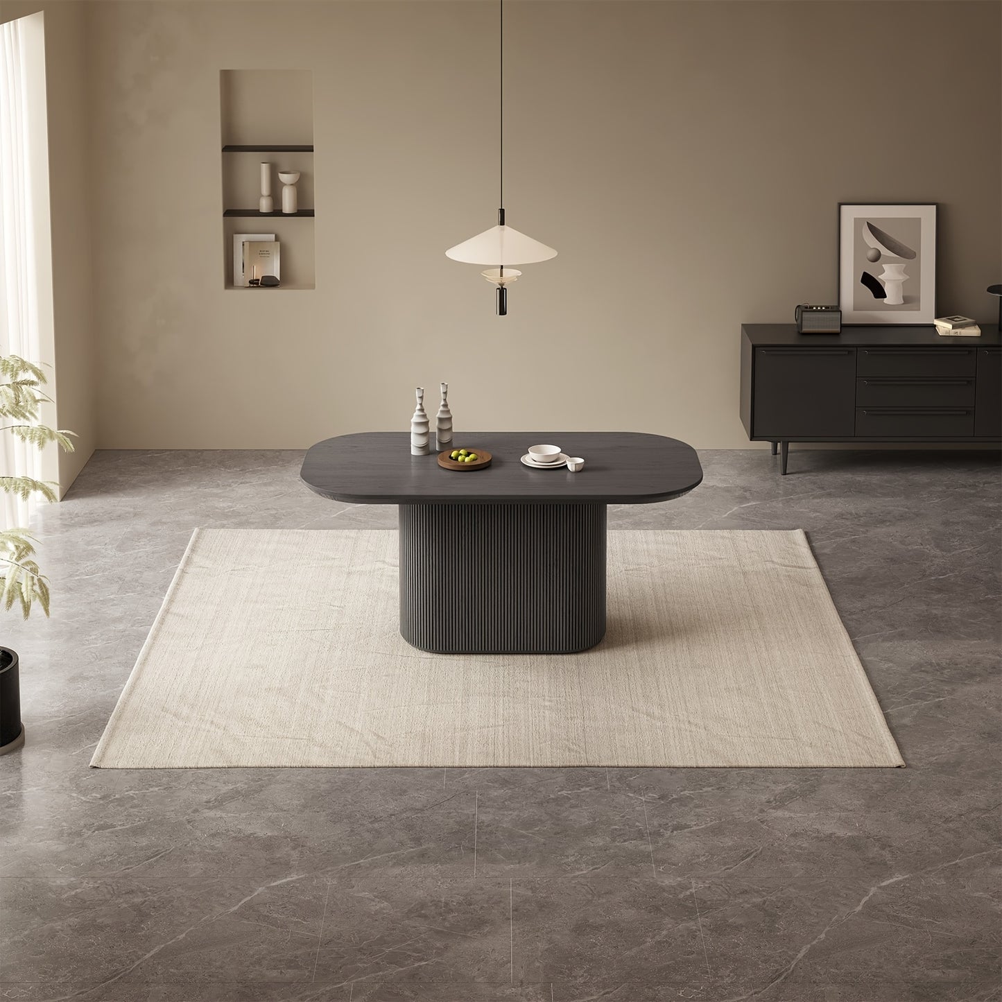 Eettafel – Tafel – Keukentafel – Eetkamertafel – Ovale Tafel – Donkergrijs – Ruimtebesparend – Voor 4-8 Personen – Hardhout & Kunstboard – 220 cm