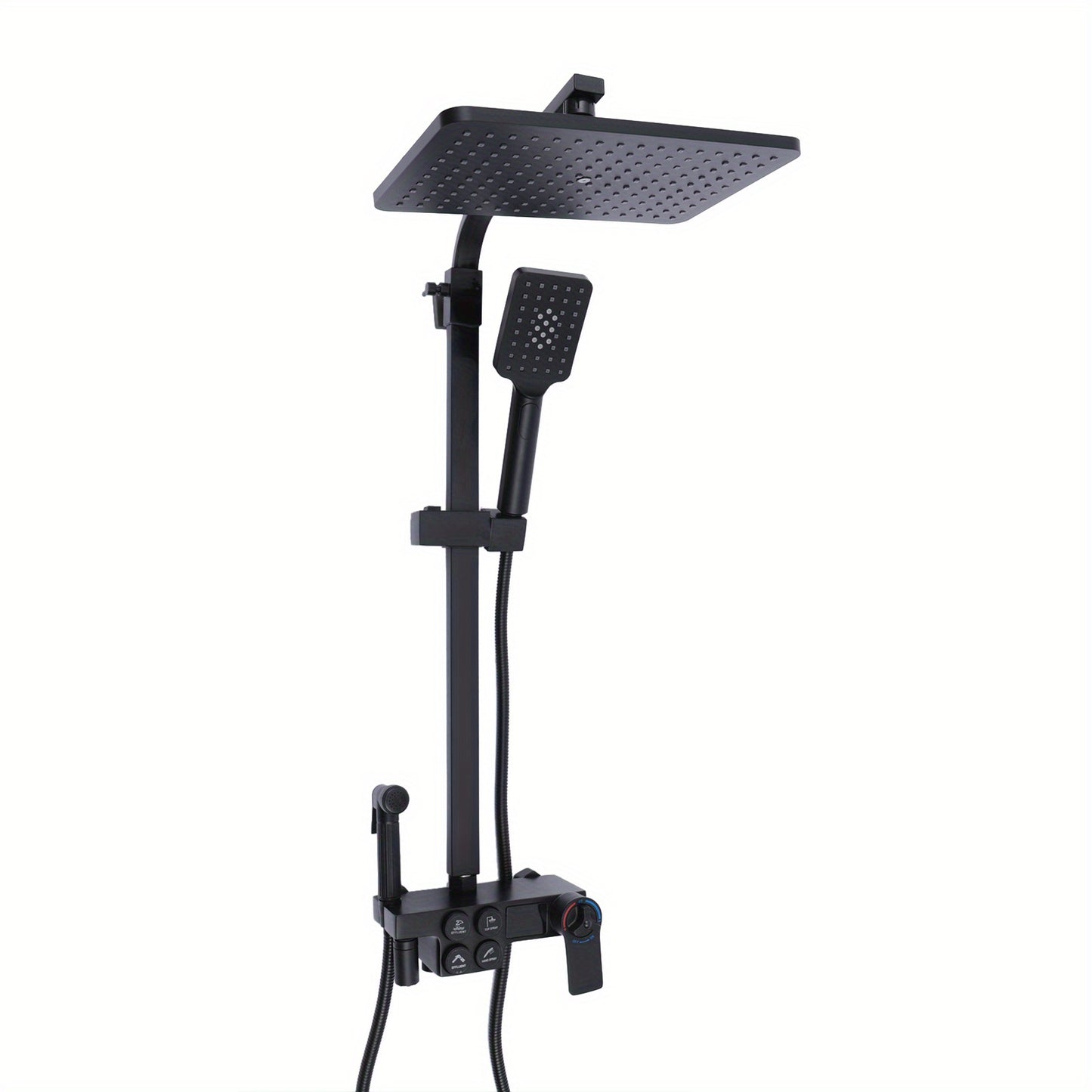 Thermostatic black shower head set, suitable for all kinds of bathrooms, Copper, Black
