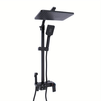 Thermostatic black shower head set, suitable for all kinds of bathrooms, Copper, Black