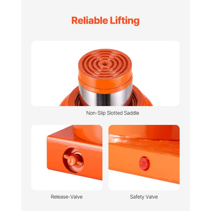Hydraulische Krik – Flessenkrik – Autokrik – Hefkussen – Wagenkrik – 50 Ton Hefvermogen – Verstelbare Hefhoogte 28-44 cm – Oranje