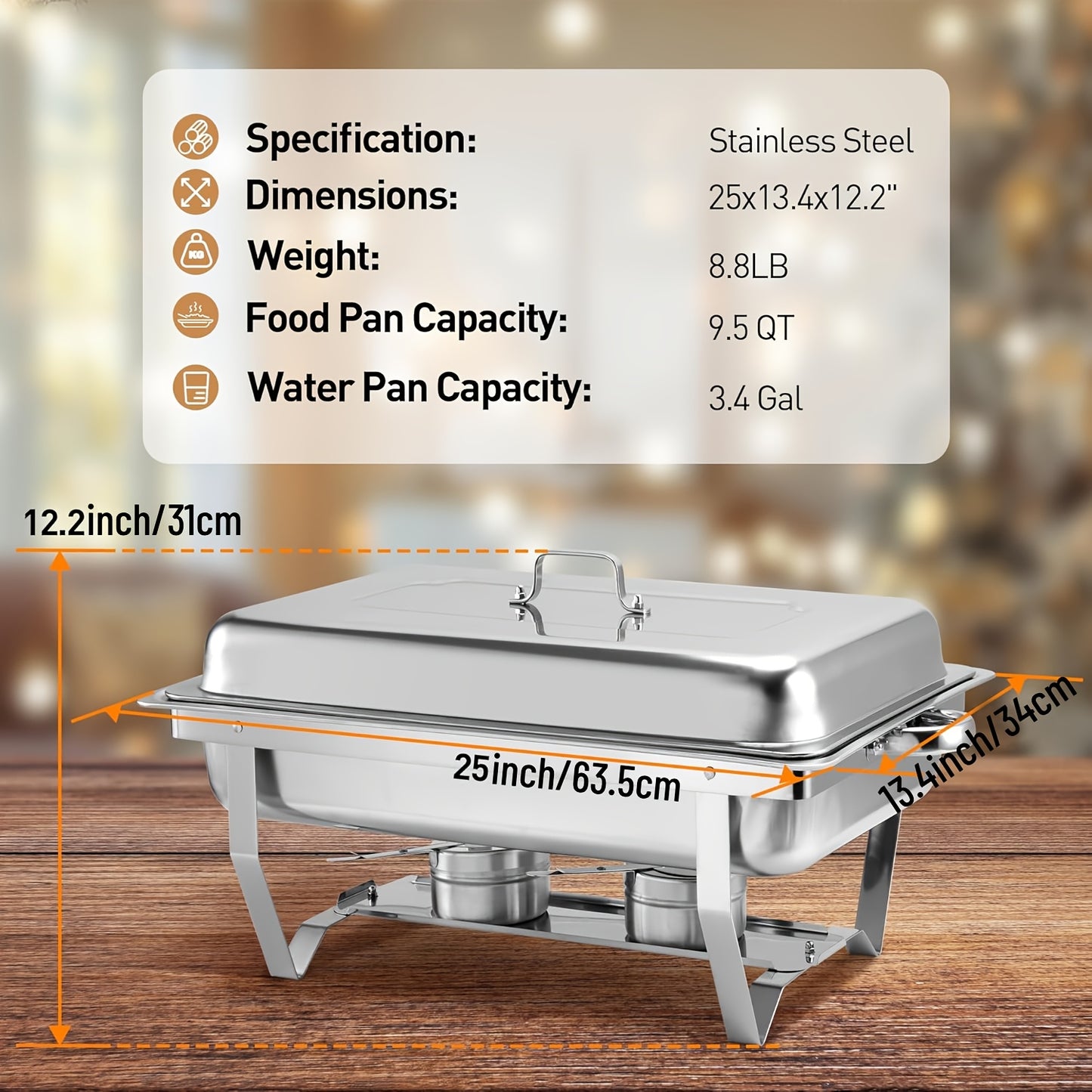 Chafing Dishes Set – Warmhoudbakken – Buffet Warmers – Serveerbakken – Warmhoudschalen – 4-delige Set – RVS Roestvrij Staal – Zonder Elektriciteit