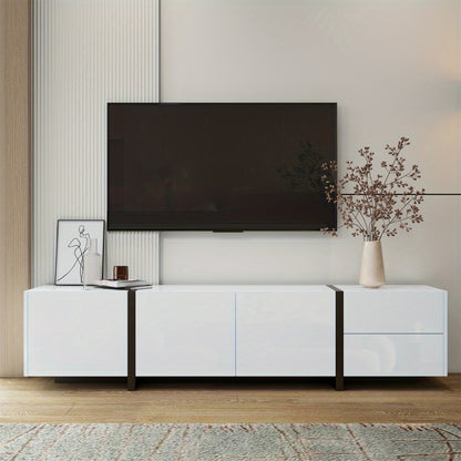 tv-meubel – tv-kast – tv-dressoir – media meubel – entertainment unit – modern wit design – duurzaam materiaal zonder hout – met zwarte poten – veel opbergruimte – minimalistisch – eenvoudig te monteren