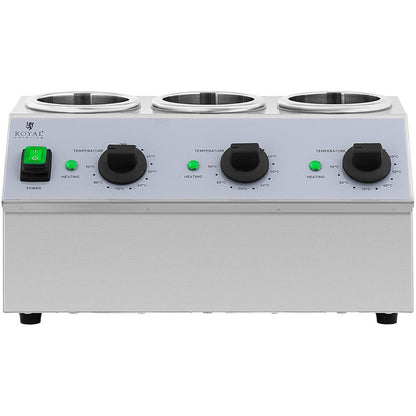 Flesverwarmer – Sausverwarmer – Warmhoudstation – Flessenverwarmer – Sauzenwarmer – 3x 1L capaciteit – Instelbare temperatuur 40-90°C – 550W vermogen – RVS behuizing