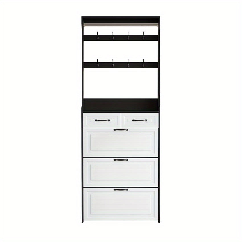 Schoenenkastje – Schoenenrek – Schoenopberger – Schoenenkast – Schoenenmeubel – Smal Halrek met 3 Deuren en 2 Lades – MDF Houtlook – Verstelbare Planken – Gemakkelijke Montage