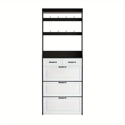Schoenenkastje – Schoenenrek – Schoenopberger – Schoenenkast – Schoenenmeubel – Smal Halrek met 3 Deuren en 2 Lades – MDF Houtlook – Verstelbare Planken – Gemakkelijke Montage