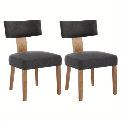 Eetkamerstoel – Stoel – Kuipstoel – Keukenstoel – Armleuningvrij – Donkergrijs – Linnen Bekleding – Massief Houten Frame