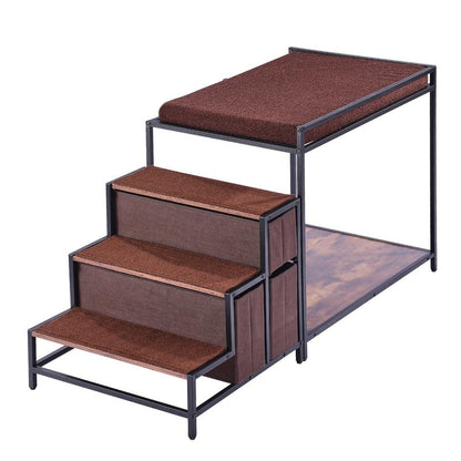 Multi-Functional Pet Bunk Bed with Window Seat, Dog Stairs & Sofa Bed - Sturdy Wood Furniture Suitable for Medium Dogs, Space-Saving Dog with Bunk Bed & Steps