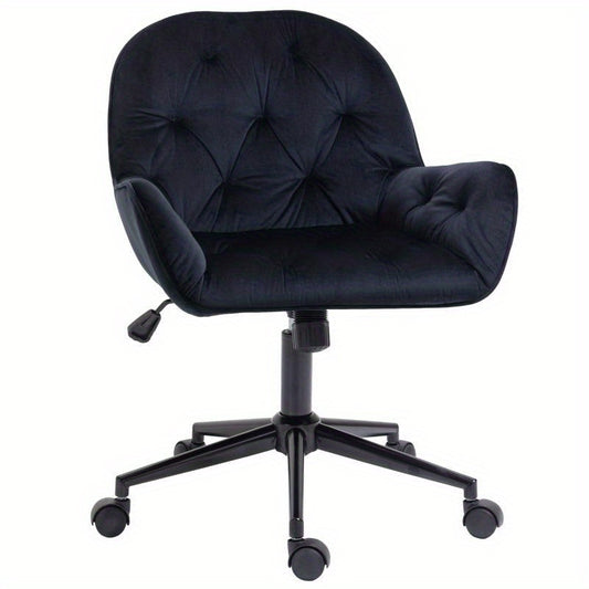 Bureaustoel – Ergonomische Stoel – Draaistoel – Kantoorstoel – Bureaukruk – Verstelbaar – Fluwelen Bekleding Zwart – 360° Draaibaar – Stevige Vijfpotige Basis