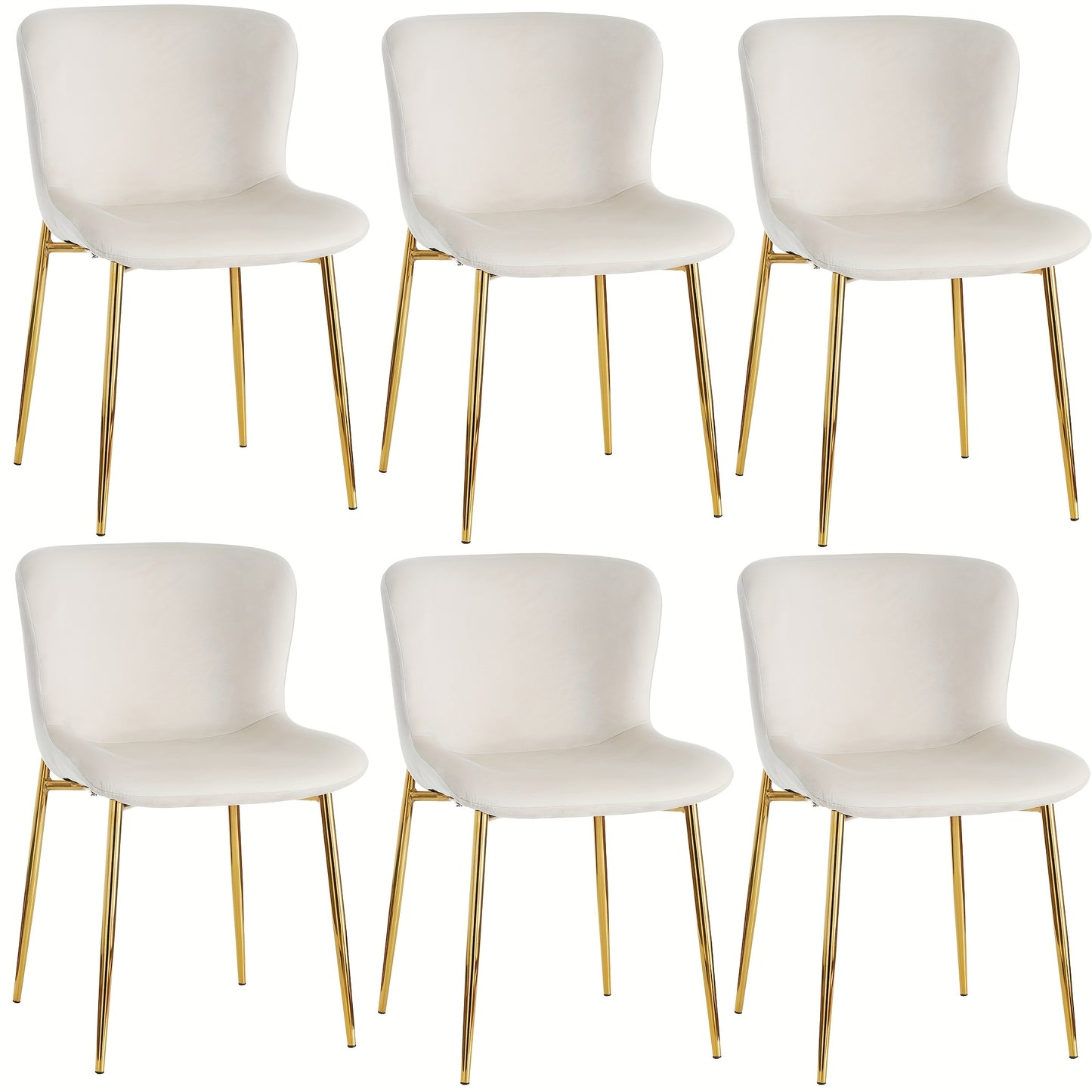 Eetkamerstoel – Stoel – Zithoekstoel – Woonkamerstoel – Loungestoel – Set van 6 – Beige Kleur – Comfortabele Zachte Stoffering – Stevig Vierpotig Frame