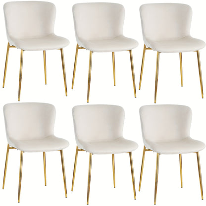 Eetkamerstoel – Stoel – Zithoekstoel – Woonkamerstoel – Loungestoel – Set van 6 – Beige Kleur – Comfortabele Zachte Stoffering – Stevig Vierpotig Frame
