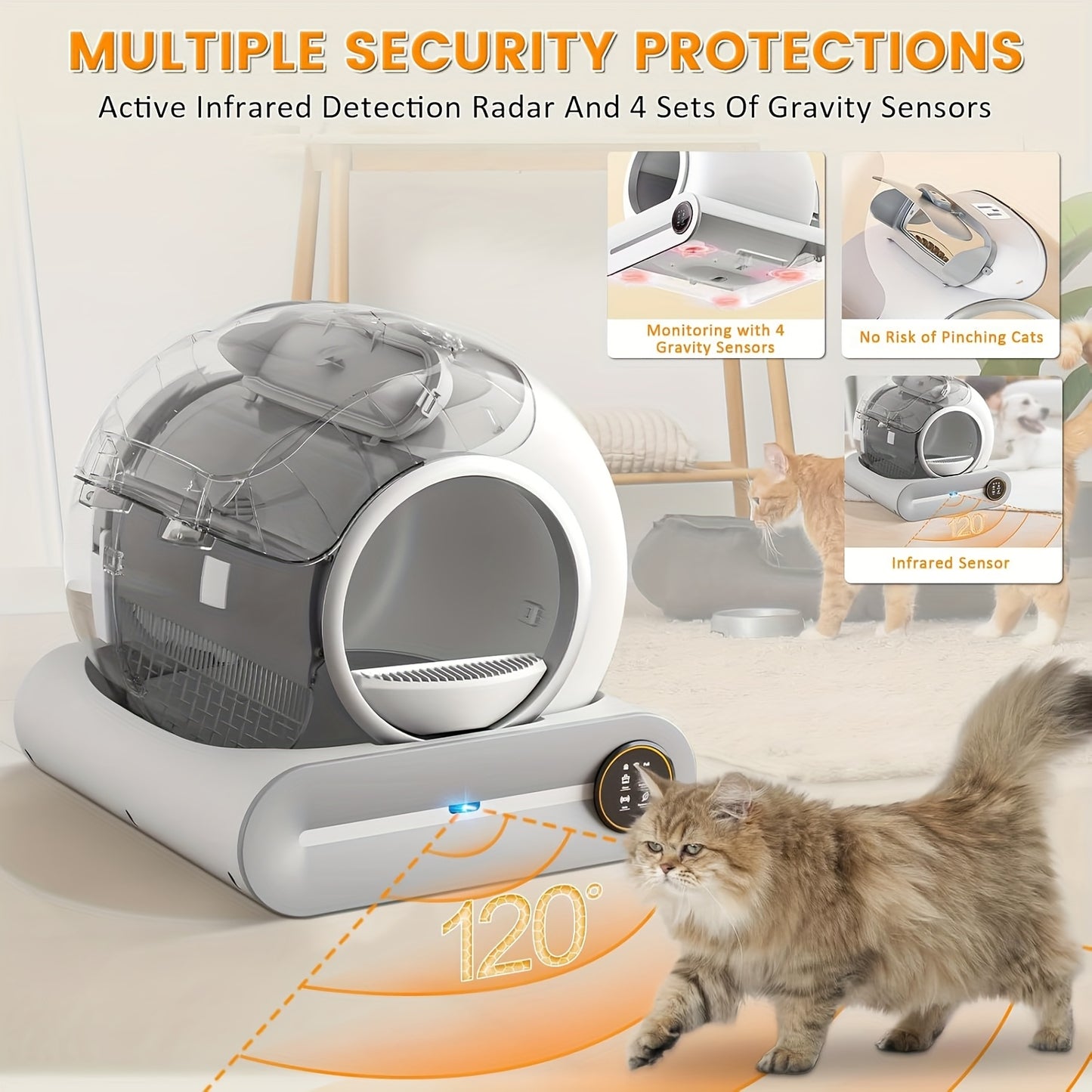 Zelfreinigende Kattenbak – Automatische Kattenbak – Robot Kattenbak – Slimme Kattenbak – App Bediening – Extra Groot 65L + 9L – Geurcontrole & Negatieve Ion Sterilisatie