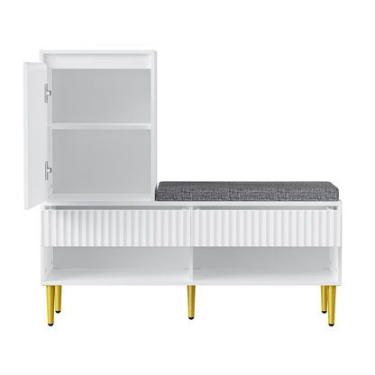 Schoenenkast – Schoenrek – Schoenenopberger – Halmeubel – Zitbank – Modern Wit – 1 Deur en 2 Lades – Compact en Ruimtebesparend 100x35x90 cm