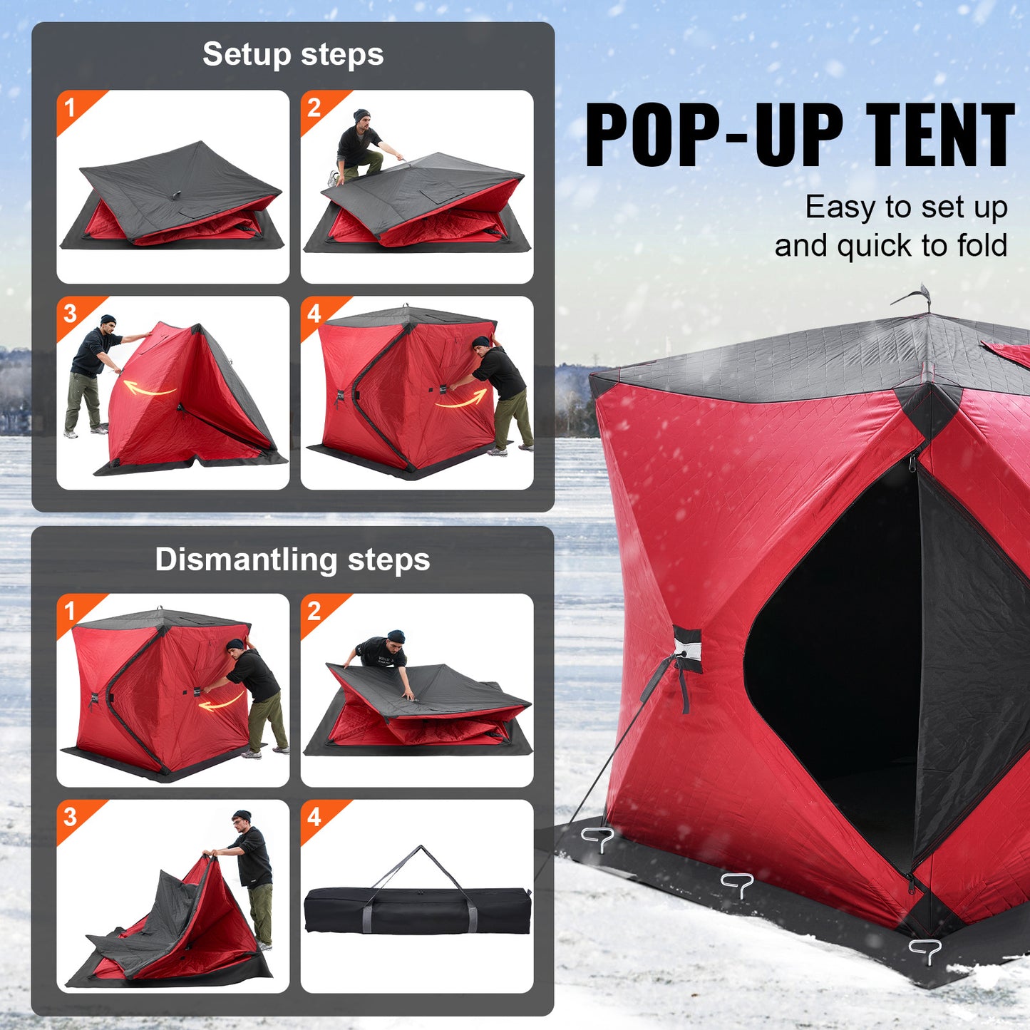 Pop-up IJsvis Shelter – IJsvis Tent – IJsvis Shelter – Vistuinhuis – Vistuinhut – Lichtgewicht & Draagbaar – Water- en Windbestendig Polyester