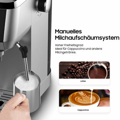 Espressomachine – Koffiezetapparaat – Koffiemachine – Siebdrager – Volautomaat – 20 Bar Italiaanse Pomp – RVS Behuizing 1,3L Watertank