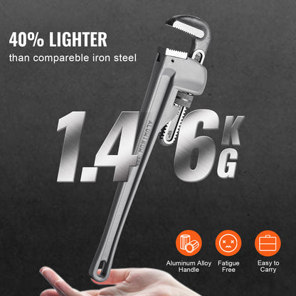 Pijpsleutel – Buizensleutel – Wringijzer – Moersleutel – Loodgietersgereedschap – Aluminium Lichtgewicht – CRV Bek 52HRC – Set 10/14/18 inch