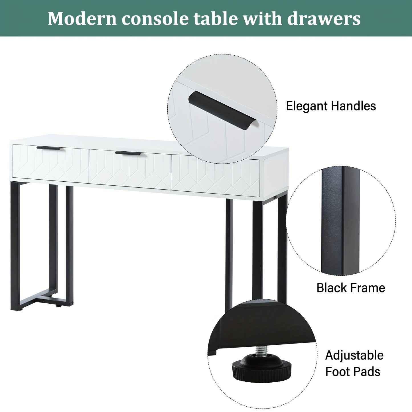 Haltafel – Entreetafel – Bijzettafel – Opbergtafel – Gangtafel – Modern Design – Met Metalen Frame en Verstelbare Voetjes