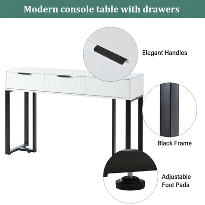 Haltafel – Entreetafel – Bijzettafel – Opbergtafel – Gangtafel – Modern Design – Met Metalen Frame en Verstelbare Voetjes