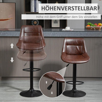 Barstoel – Barkruk – Keukenstoel – Barstoelkruk – Bistrokruk – Verstelbaar in Hoogte – Ergonomisch Design met Zachte Zitting en Rugleuning
