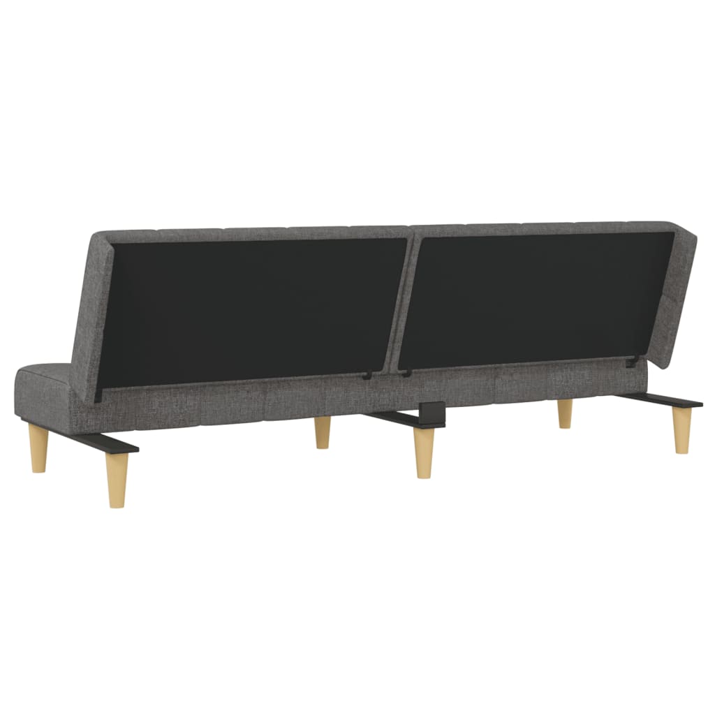 Slaapbank – Bedbank – Logeerbank – Vouwbank – 2-Zitsbank – Lichtgrijs – Verstelbare Rugleuningen – Metalen Frame