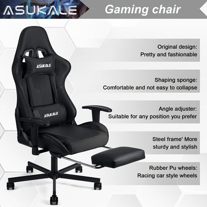 Gamestoel – Gaming Chair – Bureaustoel – Game Stoel – Gaming Stoel – Ergonomisch Ontwerp – Inklapbare Voetensteun – Verstelbare Armleuningen – Lendensteun – 150 kg Draagvermogen – Grijs
