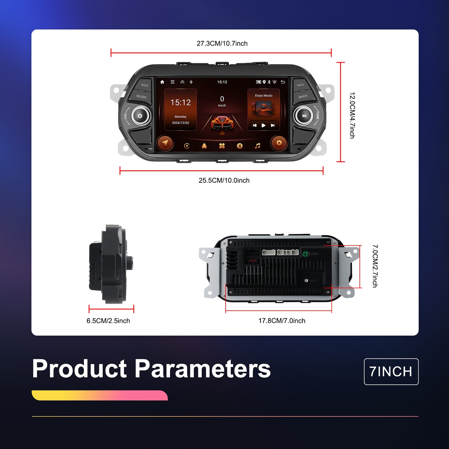 Android Autoradio Fiat Tipo Egea – Multimedia Systeem – Touchscreen Radio – Navigatie Stereo – CarPlay Android Auto – 7 Inch Full HD – Draadloos CarPlay & Achteruitrijcamera