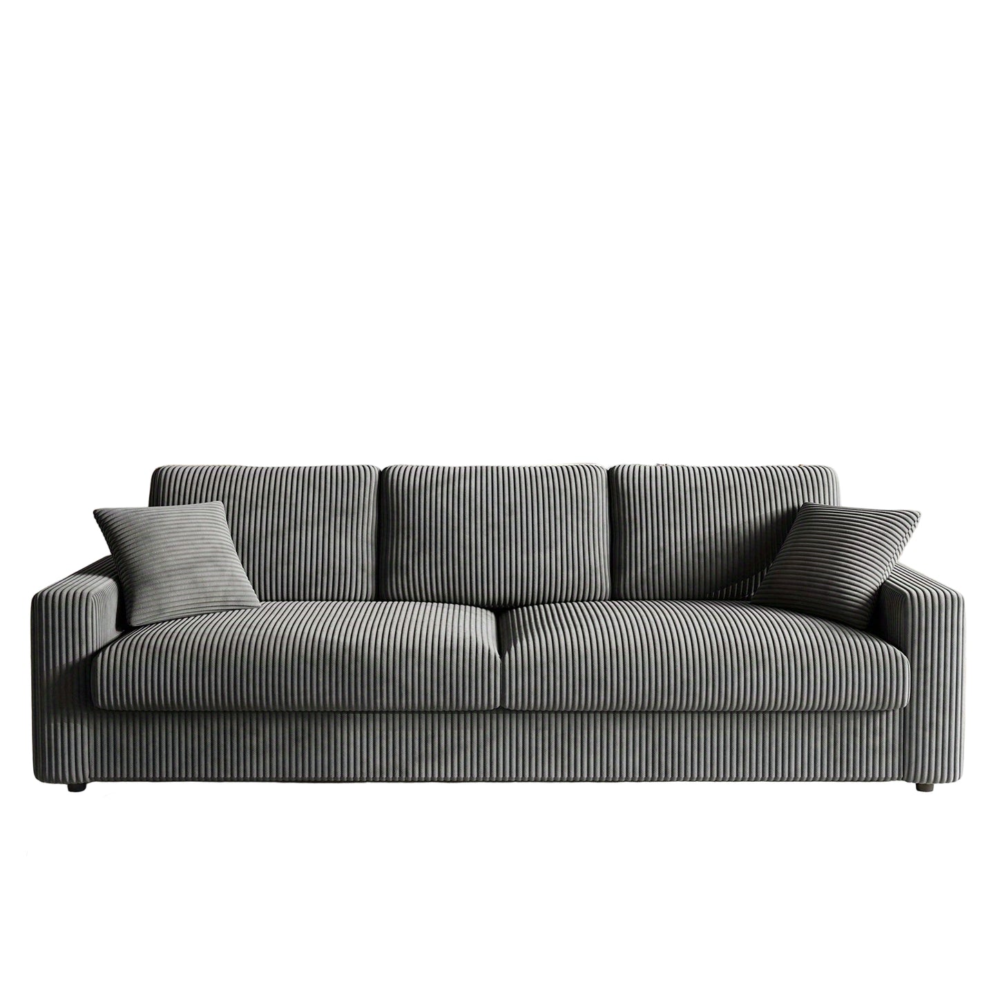 Hoekbank – Loungebank – 4-Zitsbank – Slaapbank – Sofa – 256 cm – Corduroy Bekleding – Inclusief 2 Kussens - Grijs