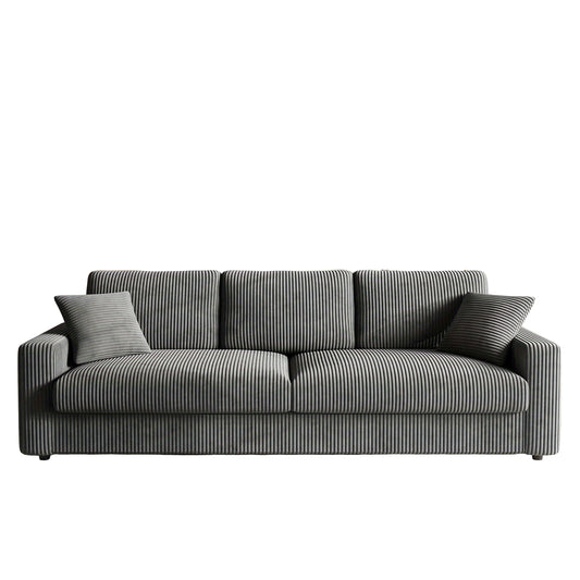 Hoekbank – Loungebank – 4-Zitsbank – Slaapbank – Sofa – 256 cm – Corduroy Bekleding – Inclusief 2 Kussens - Grijs