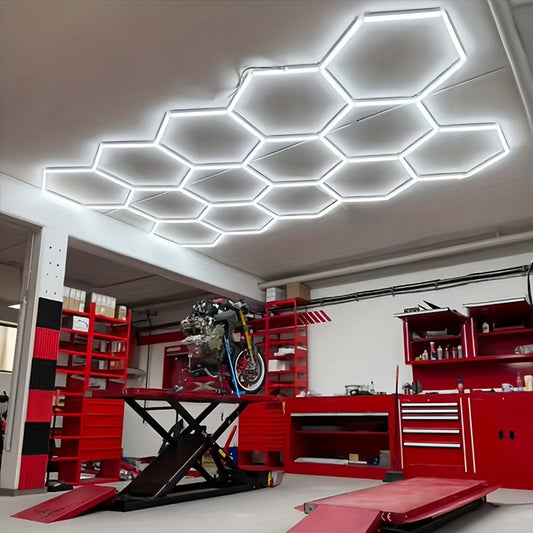 Hexagon Garage Lamp – Werkplaatsverlichting – Industrieel Plafondlicht – LED Buislamp – Modern Design – 8W – Aluminium Behuizing