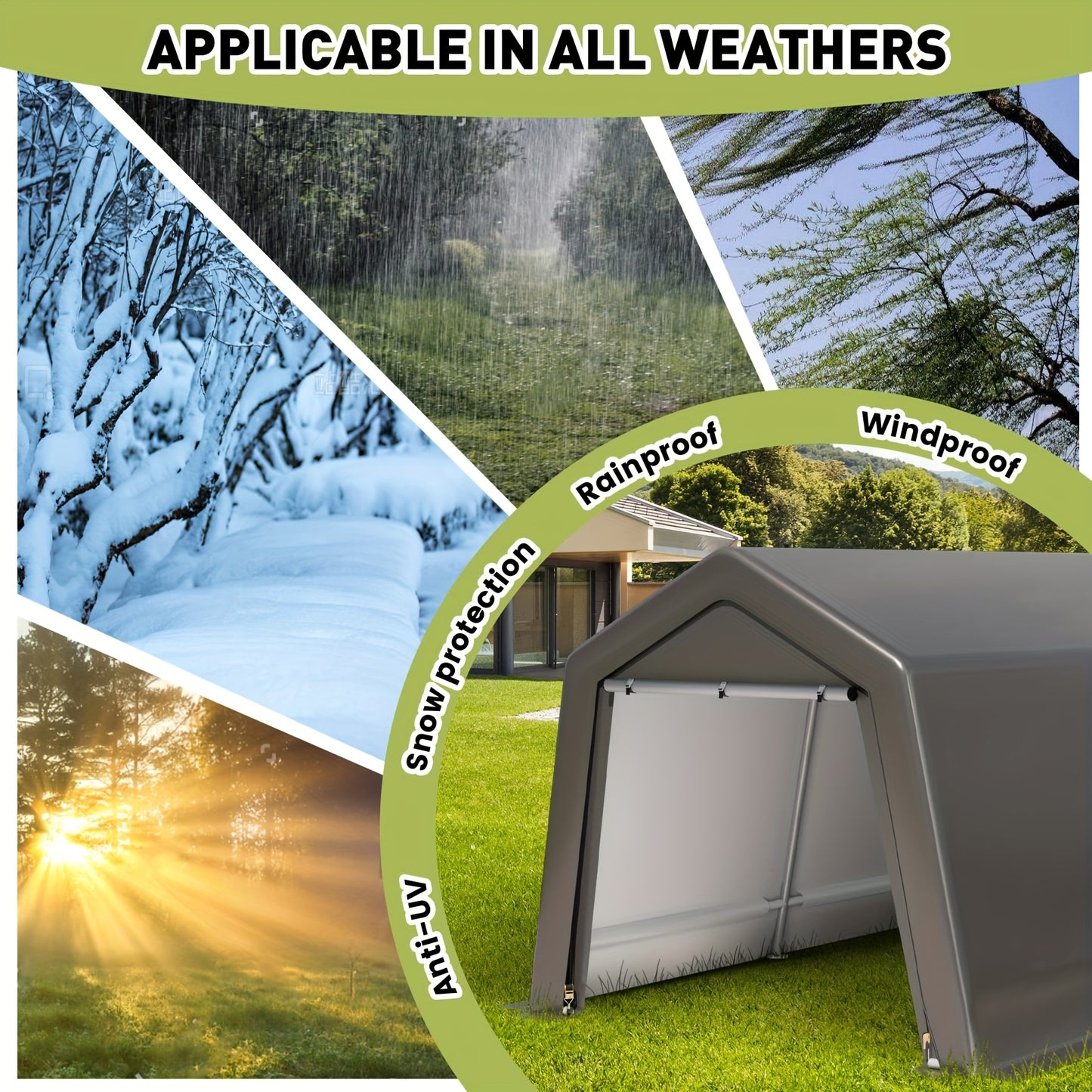Opbergtent – Berghok – Carport – Schuurtent – Stallingtent – Waterdicht PE-zeil – Versterkt Metalen Frame – Groot 244x366x235 cm
