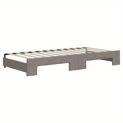 Slaapbank – Bedbank – Sleeperbank – Bedbank Met Lade – Uitklapbare Sofa – Taupe – 90x200 cm – Duurzaam Hardhouten Frame – Comfortabele Button-Tufted Bekleding
